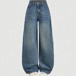 High Rise Wide Leg Distressed Jeans